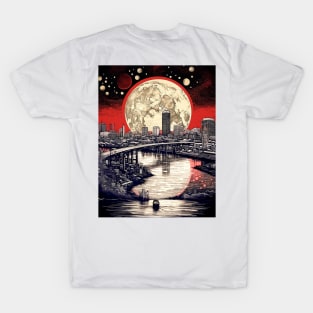 Full Sturgeon and Blue Moon Over Portland, Oregon T-Shirt